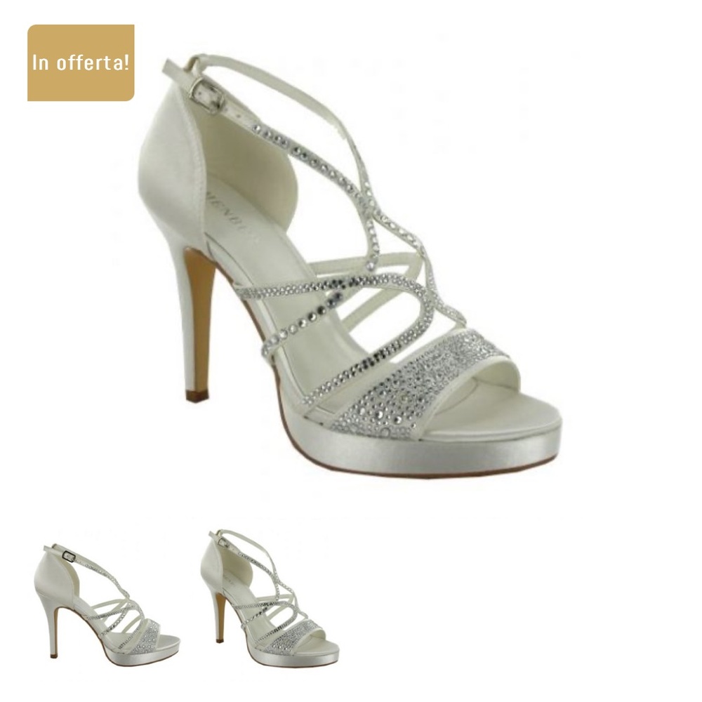 Menbur Maite Sandal Style Ivory Bridal Heels Size 9 EU 40